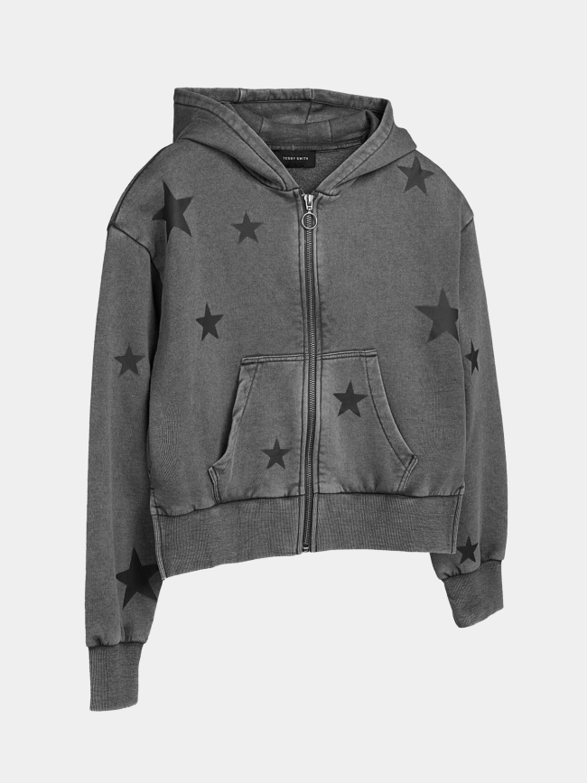 Sweat zippé à capuche wahou gris fille - Teddy Smith