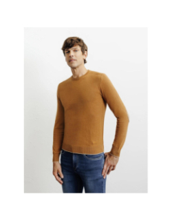 Pull col rond brad camel marron homme - Izac