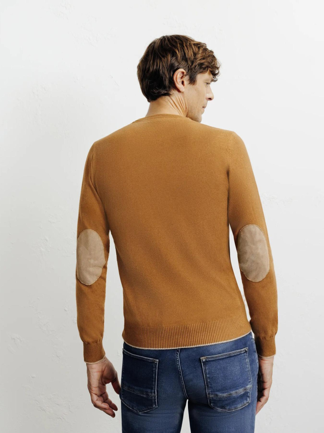 Pull col rond brad camel marron homme - Izac