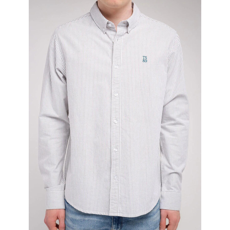 Chemise rayée stanley blanc vert homme - Teddy Smith