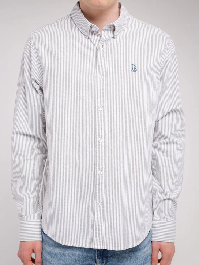 Chemise rayée stanley blanc vert homme - Teddy Smith