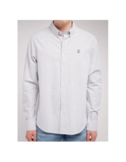 Chemise rayée stanley blanc vert homme - Teddy Smith