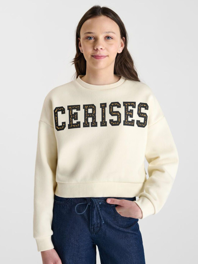 Sweat dianegi cannoli écru blanc fille - Le Temps Des Cerises