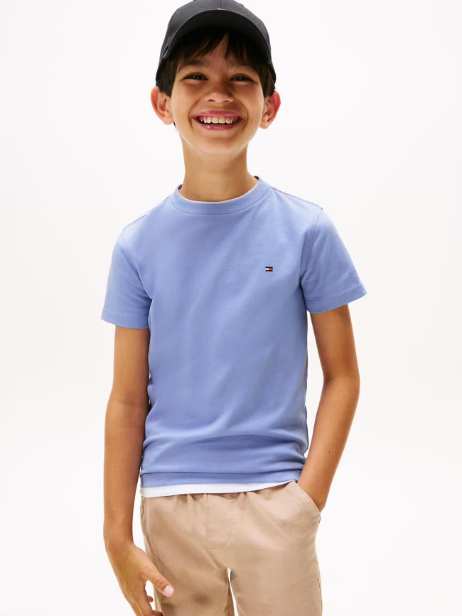 T-shirt uni mini logo regular bleu enfant - Tommy Hilfiger