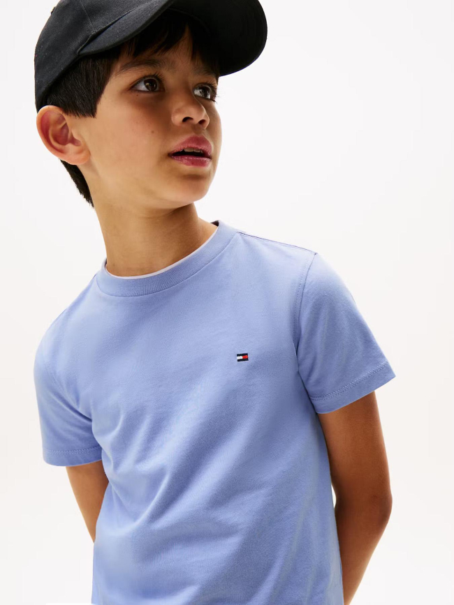 T-shirt uni mini logo regular bleu enfant - Tommy Hilfiger