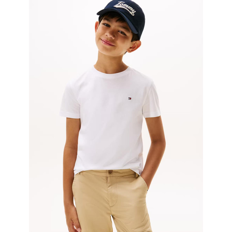 T-shirt uni mini logo regular blanc enfant - Tommy Hilfiger