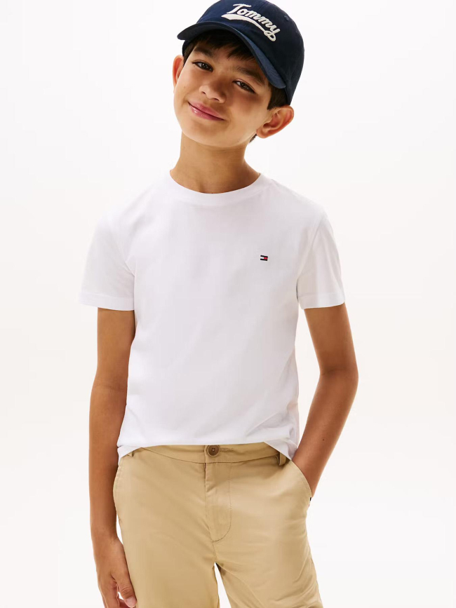 T-shirt uni mini logo regular blanc enfant - Tommy Hilfiger