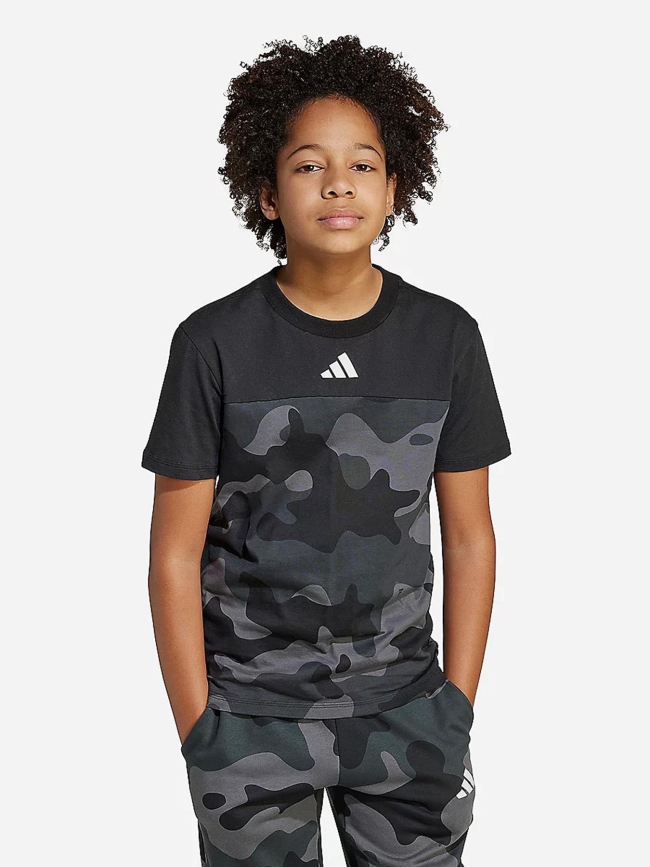 T-shirt camo logo noir gris enfant - Adidas