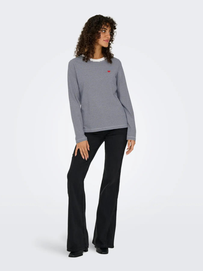 T-shirt rayé pisa bleu marine écru femme - Jdy