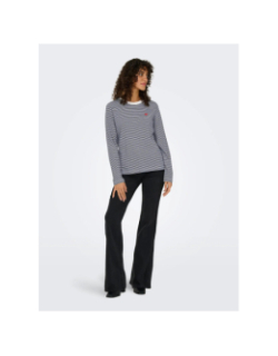 T-shirt rayé pisa bleu marine écru femme - Jdy