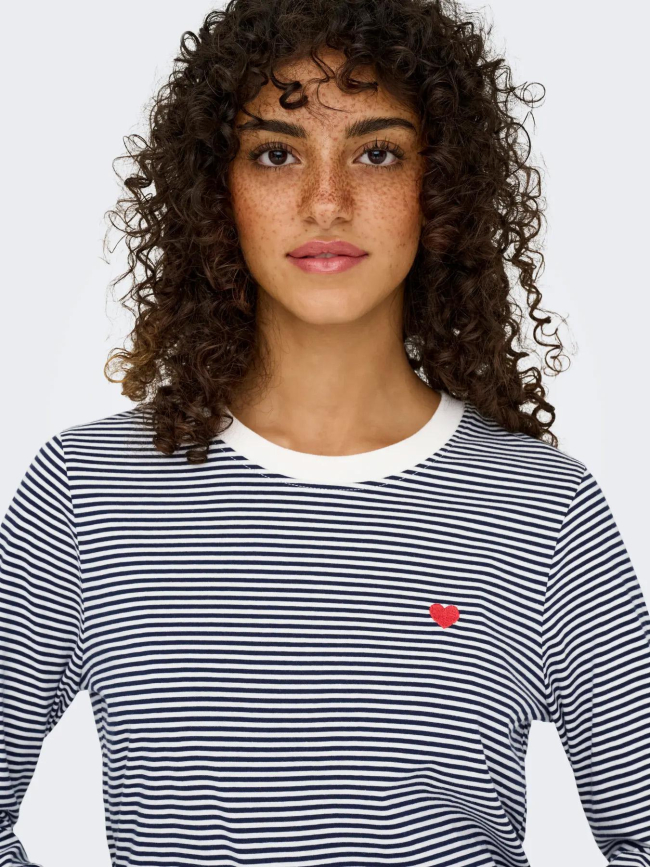 T-shirt rayé pisa bleu marine écru femme - Jdy