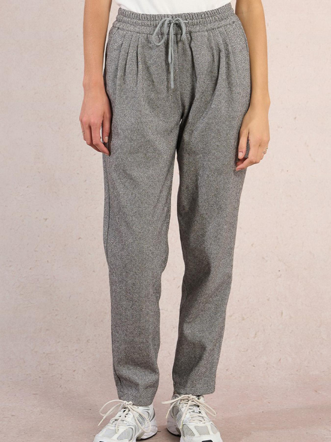 Pantalon droit à chevrons gris noir femme - Molly Bracken