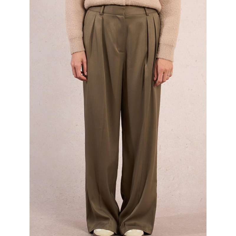 Pantalon large taille haute kaki femme - Molly Bracken
