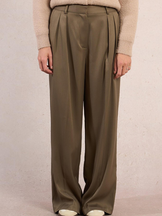Pantalon large taille haute kaki femme - Molly Bracken