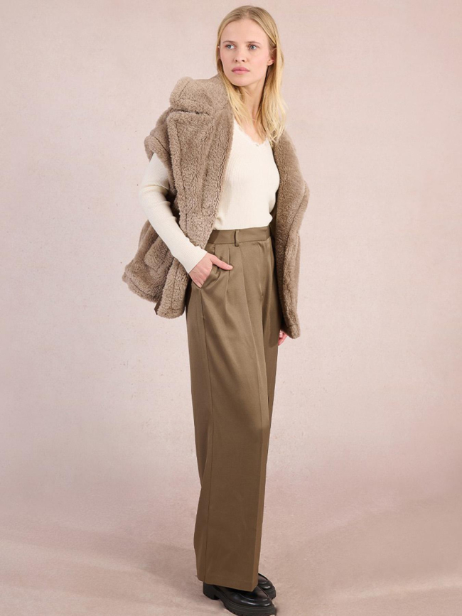 Pantalon large taille haute kaki femme - Molly Bracken