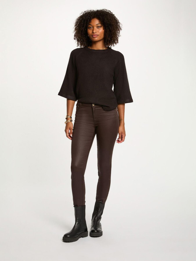 Pantalon slim enduit palao marron femme - Morgan