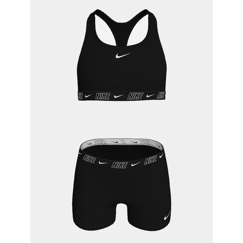 Maillot de bain 2 pièces logo tape noir fille - Nike