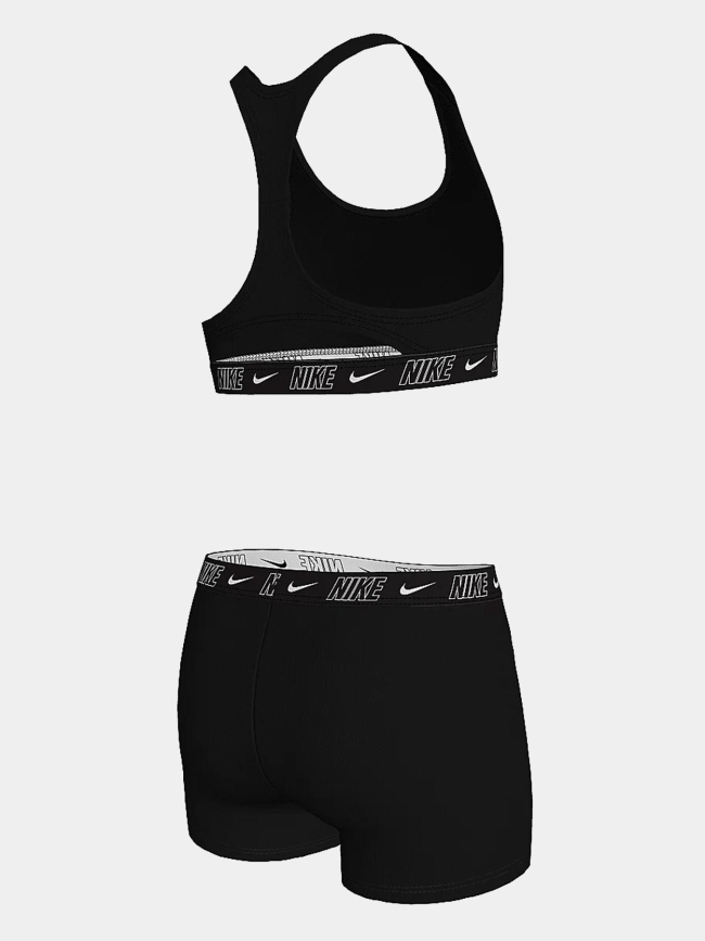 Maillot de bain 2 pièces logo tape noir fille - Nike