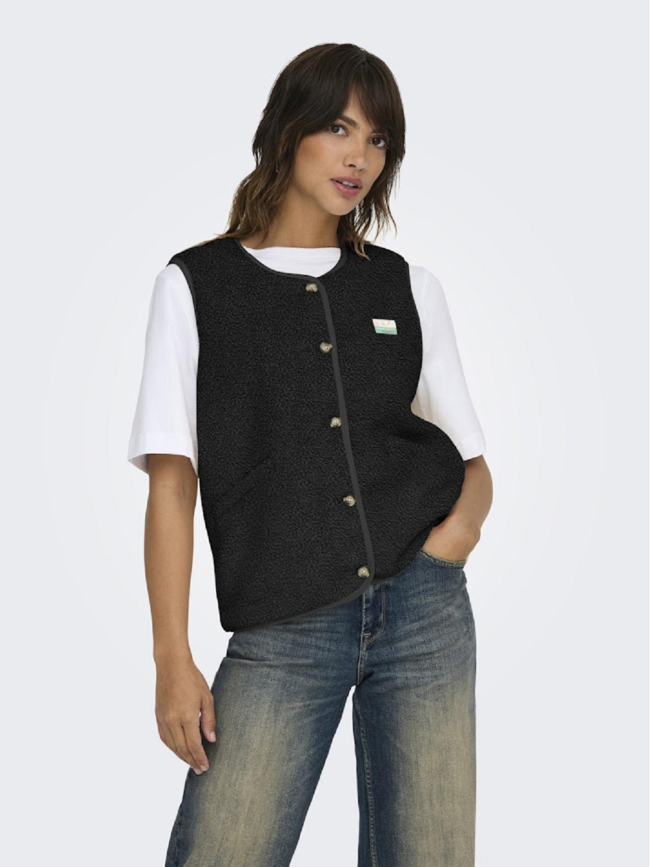 Veste sans manche teddy vintage baby noir femme - Only