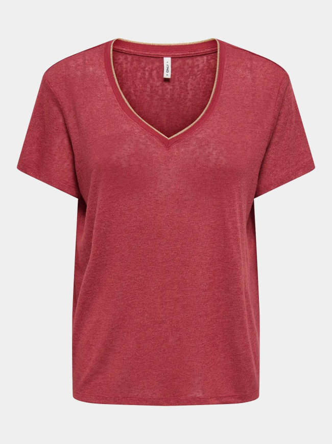 T-shirt col v beatrice rouge femme - Only