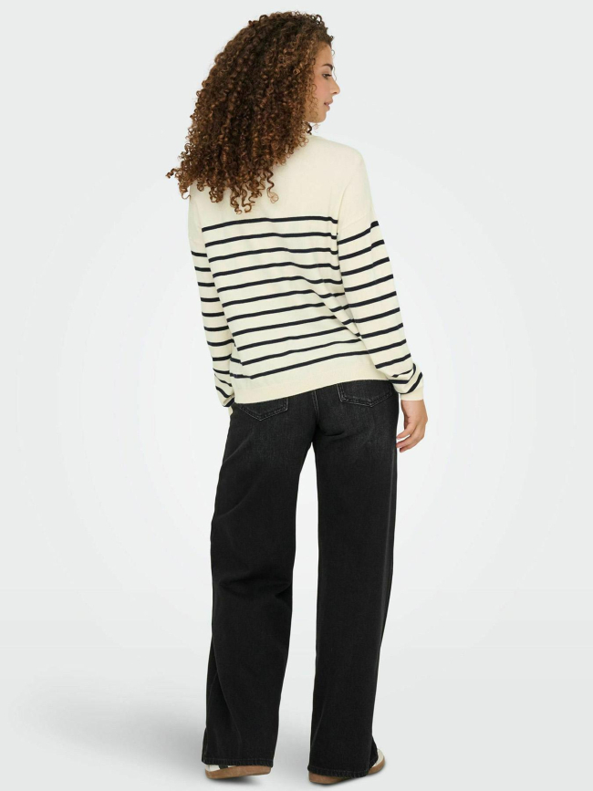 Pull rayé cœur tiba blanc femme - Only