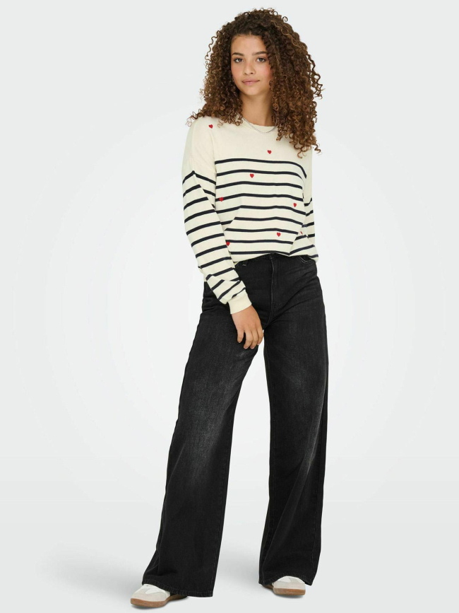 Pull rayé cœur tiba blanc femme - Only
