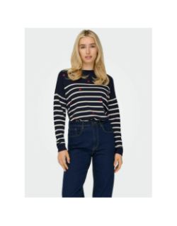Pull rayé cœur tiba bleu marine femme - Only