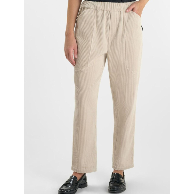 Pantalon droit velours côtelé beige femme - Le Temps Des Cerises