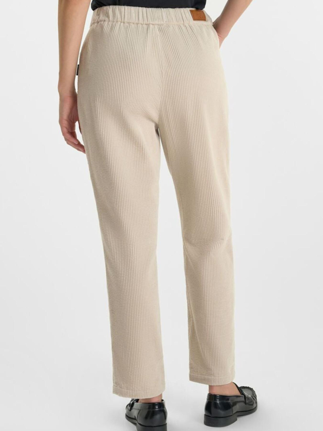Pantalon droit velours côtelé beige femme - Le Temps Des Cerises