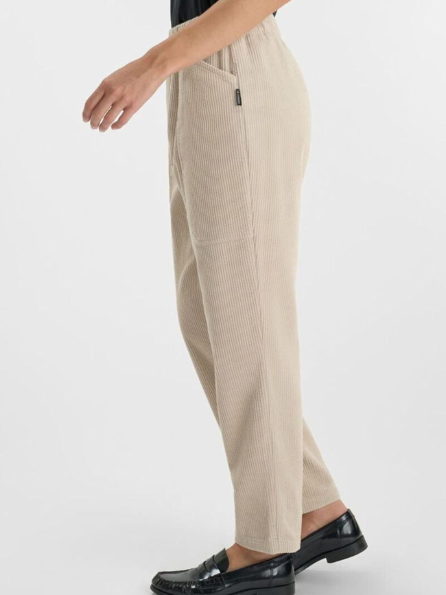 Pantalon droit velours côtelé beige femme - Le Temps Des Cerises