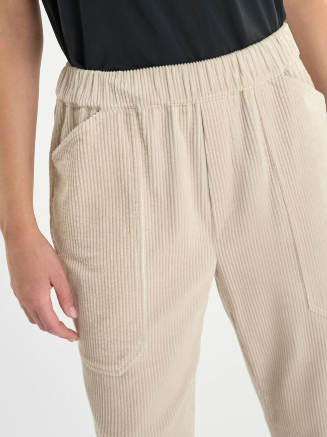 Pantalon droit velours côtelé beige femme - Le Temps Des Cerises