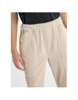 Pantalon droit velours côtelé beige femme - Le Temps Des Cerises