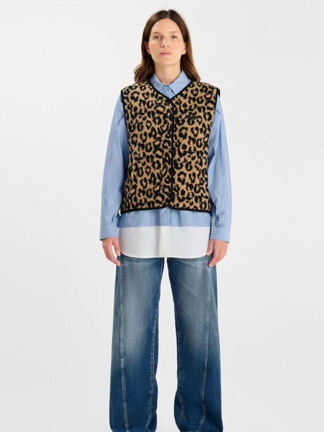 Veste sans manche sherpa gudrugi marron fille - Le Temps Des Cerises