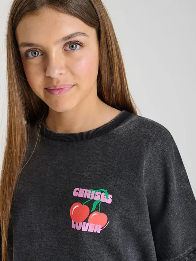 Sweat julesgi délavé noir fille - Le Temps Des Cerises