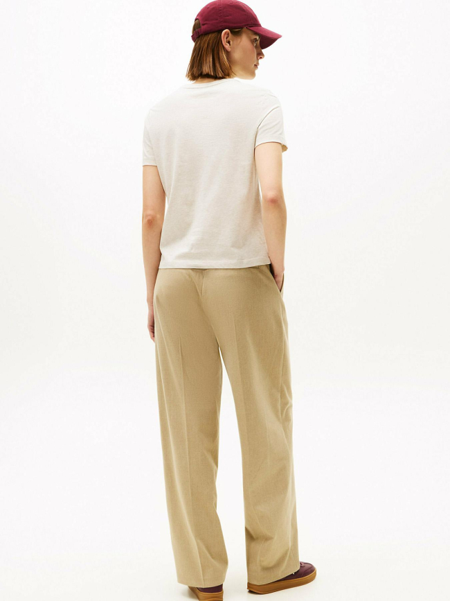 T-shirt script regular chiné beige femme - Tommy Hilfiger