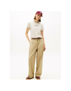 T-shirt script regular chiné beige femme - Tommy Hilfiger