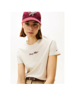 T-shirt script regular chiné beige femme - Tommy Hilfiger