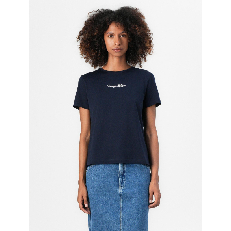 T-shirt script regular bleu marine femme - Tommy Hilfiger