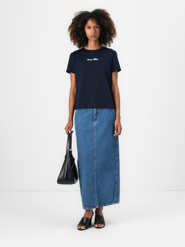 T-shirt script regular bleu marine femme - Tommy Hilfiger