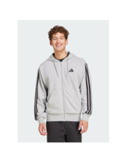 Sweat zippé à capuche 3s gris chiné homme - Adidas