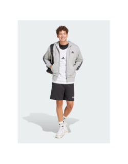 Sweat zippé à capuche 3s gris chiné homme - Adidas