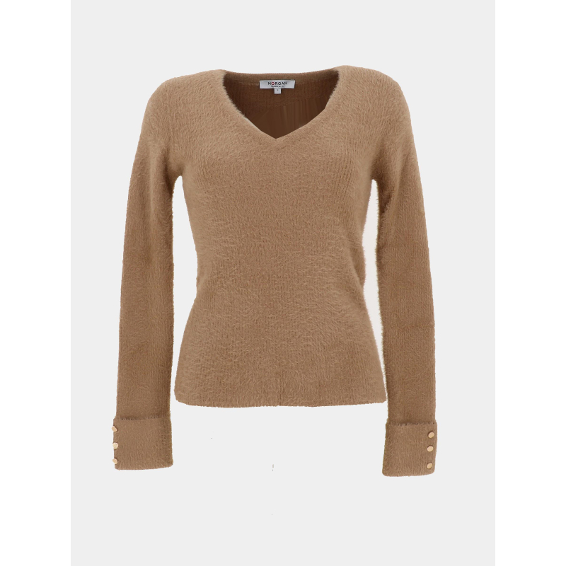 Pull col v moove marron femme - Morgan