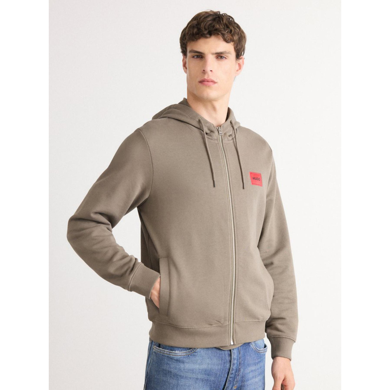 Sweat zippé à capuche daple gris homme - Hugo