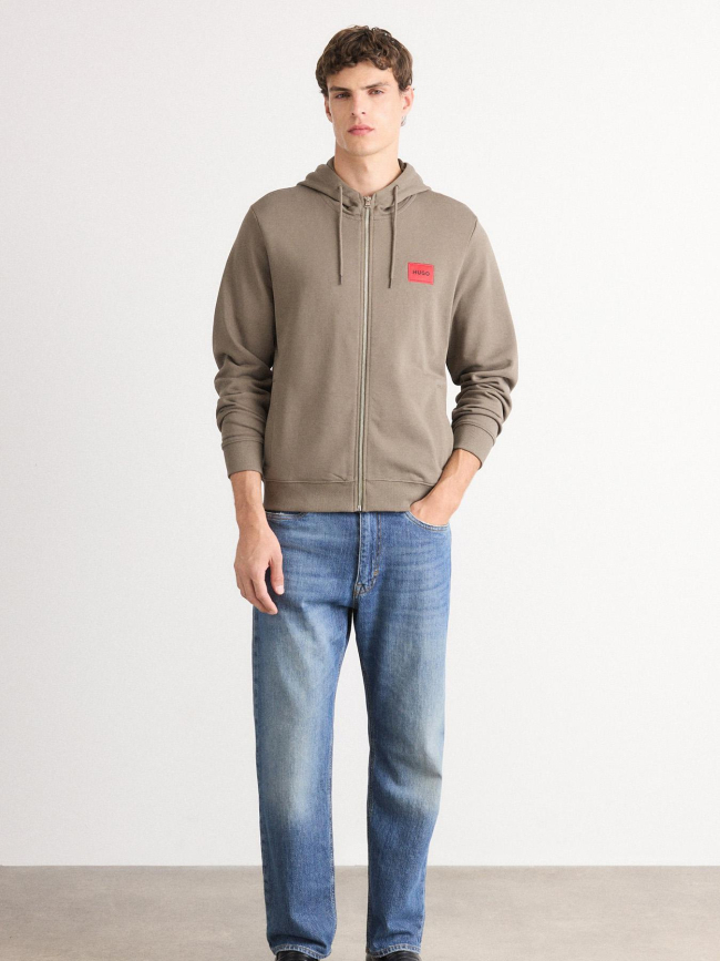 Sweat zippé à capuche daple gris homme - Hugo