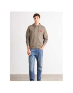 Sweat zippé à capuche daple gris homme - Hugo