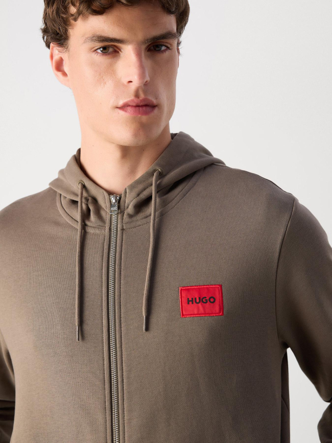 Sweat zippé à capuche daple gris homme - Hugo