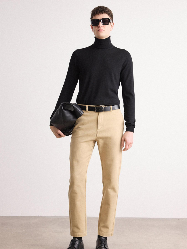 Pull col roulé laine san thomas noir homme - Hugo