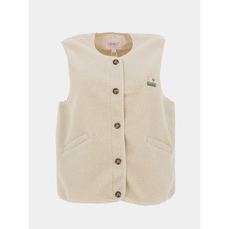 Veste sans manche teddy vintage baby blanc femme - Only