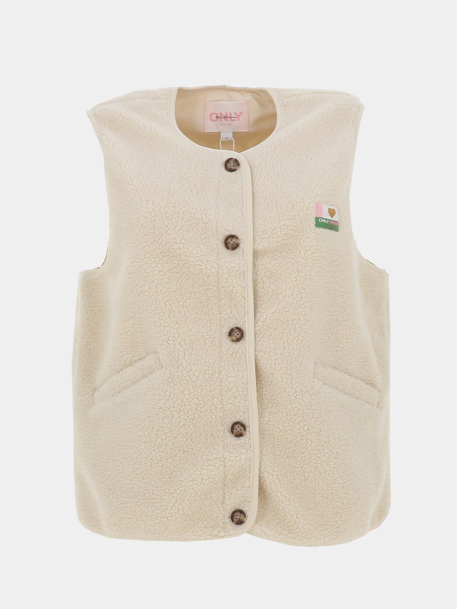 Veste sans manche teddy vintage baby blanc femme - Only