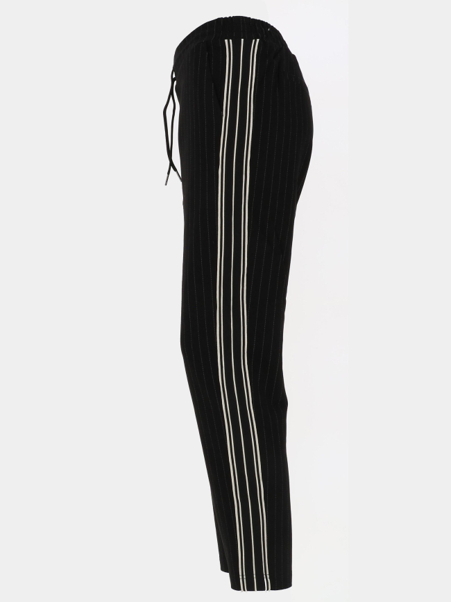 Pantalon rayé slim noir femme - Le Temps Des Cerises